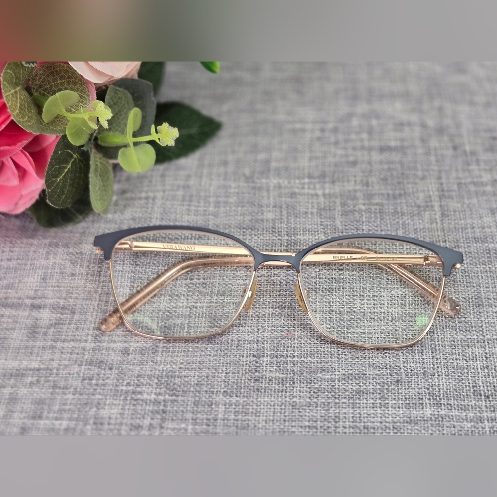 VERA‎ WANG BRIELLE Grey Rose Gold Authentic Designer Eyeglasses Frames 54-15-140